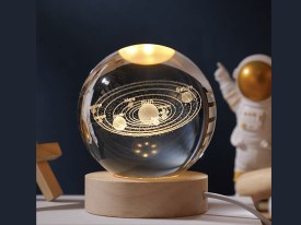 Lampara vidrio esfera holografica